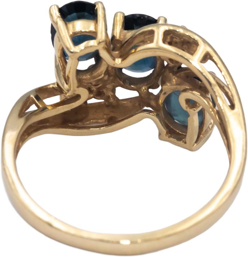 14k Yellow Gold 1.56CT Diamond and Sapphire Cocktail Ring Size 8