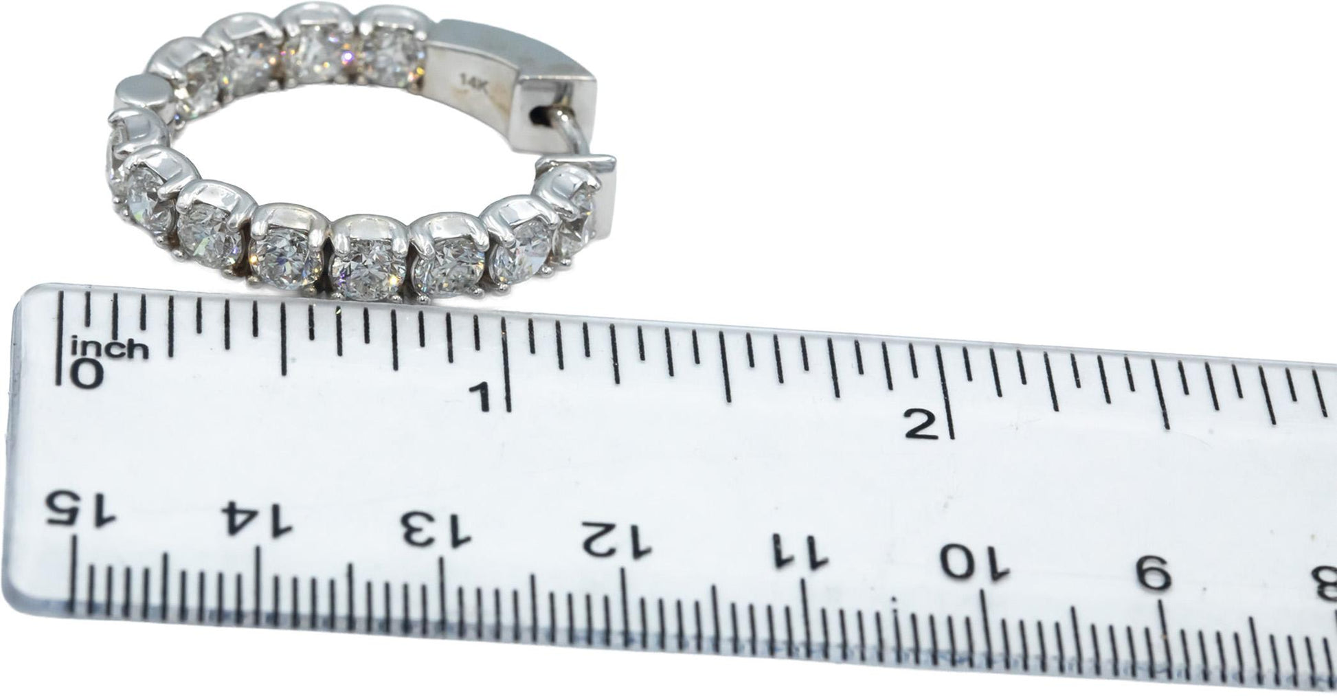 14k White Gold Round Diamond Inside Out Oval Hoop Earrings 7.42CT