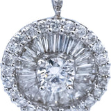 18k White Gold VS Round and Baguette Cut Diamond Drop Dangle Earrings 2.0CT