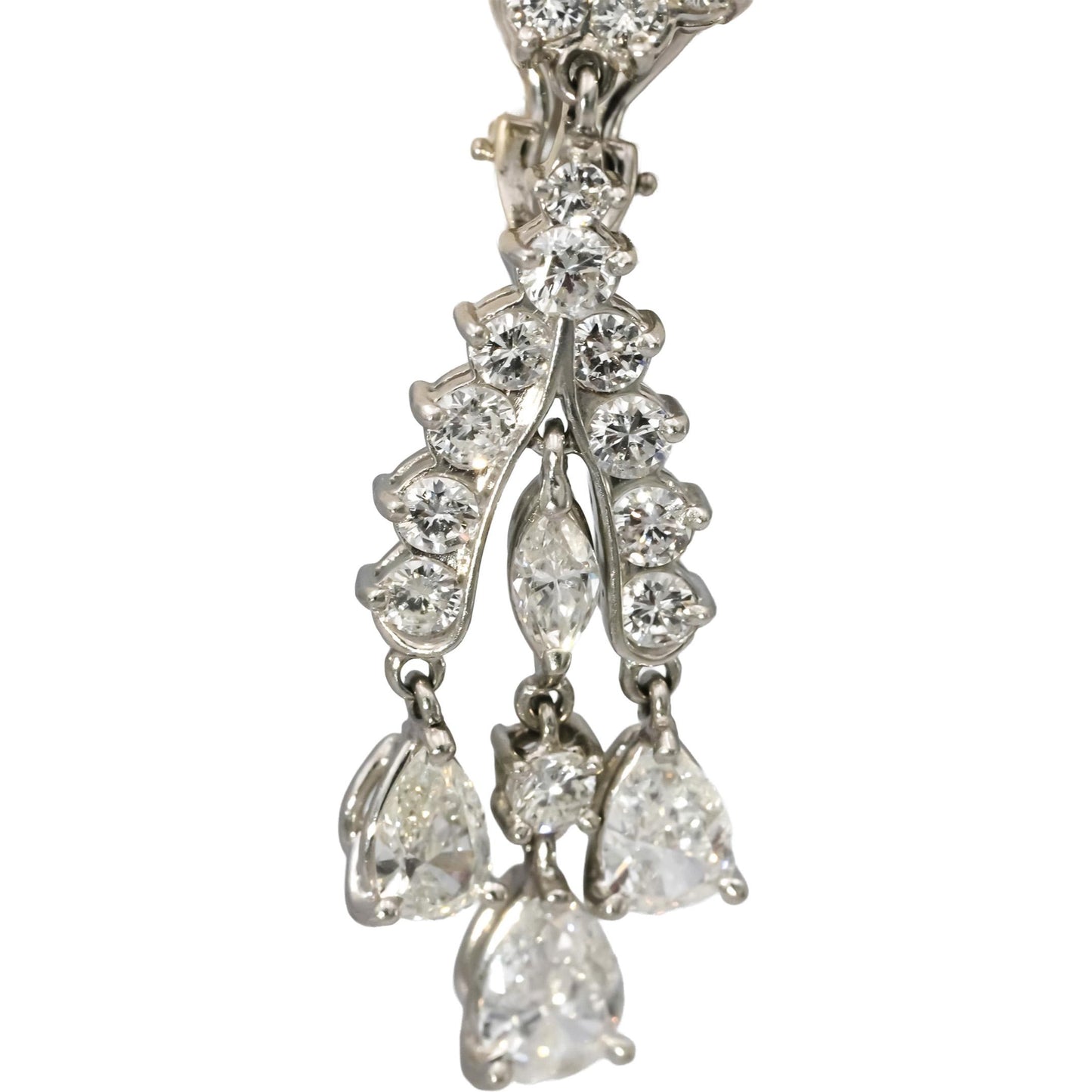 Platinum VS Pear Marquise Round Diamond Drop Dangle Earrings 6.0CT