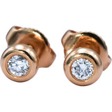 TIFFANY & CO. 18k Yellow Gold Round Bezel Set Diamond Stud Earrings .30CT