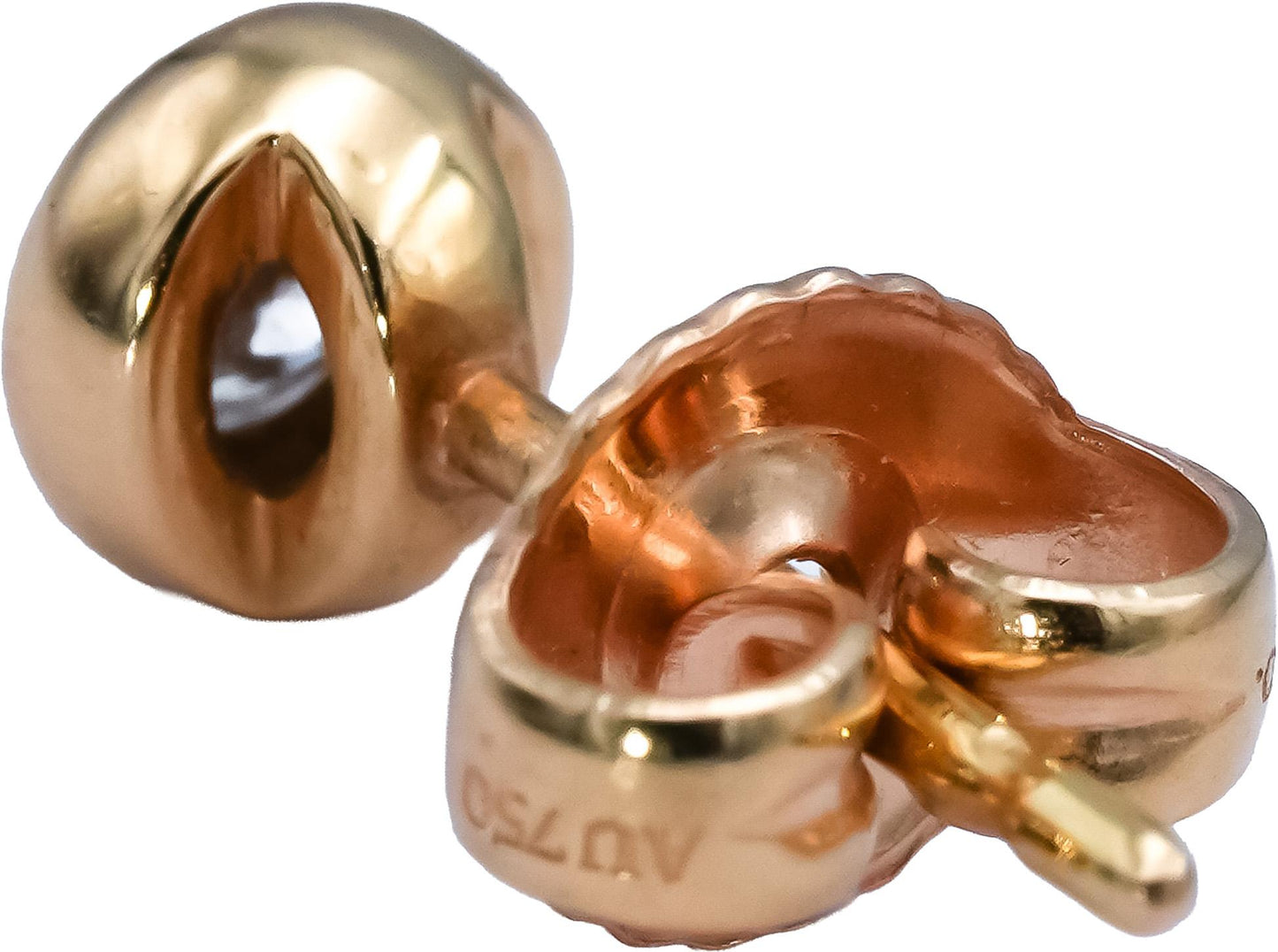 TIFFANY & CO. 18k Yellow Gold Round Bezel Set Diamond Stud Earrings .30CT