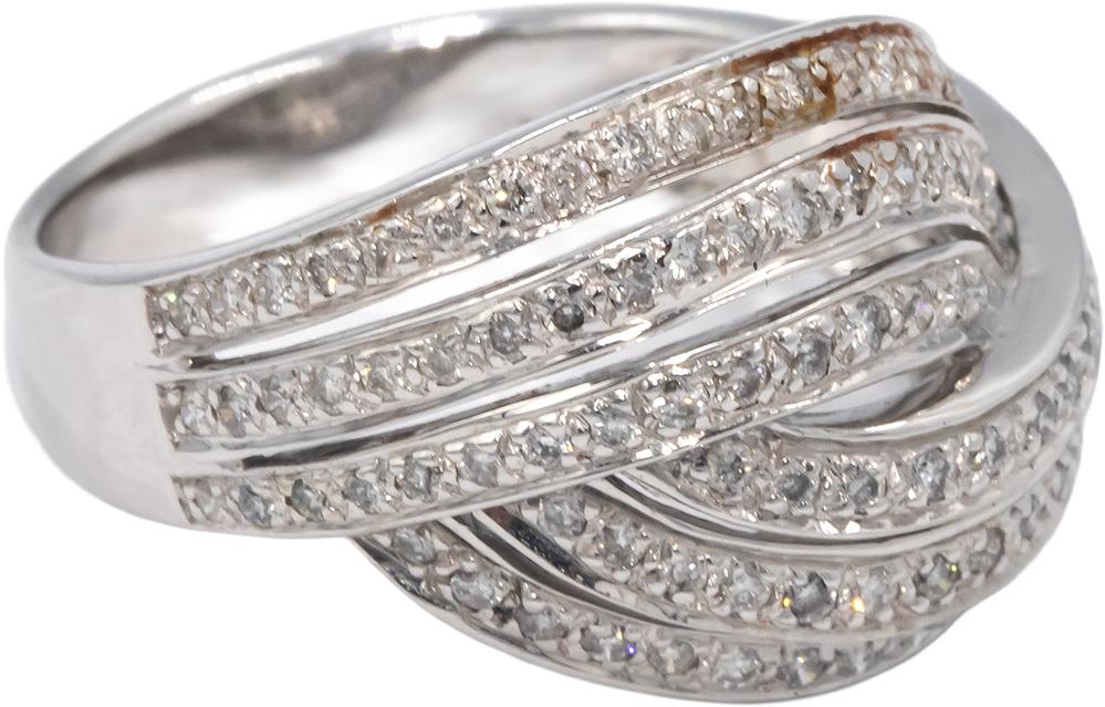 KALATI 18k White Gold 0.50CT Diamond Multi-Band Crossover Style Ring Size 8.5