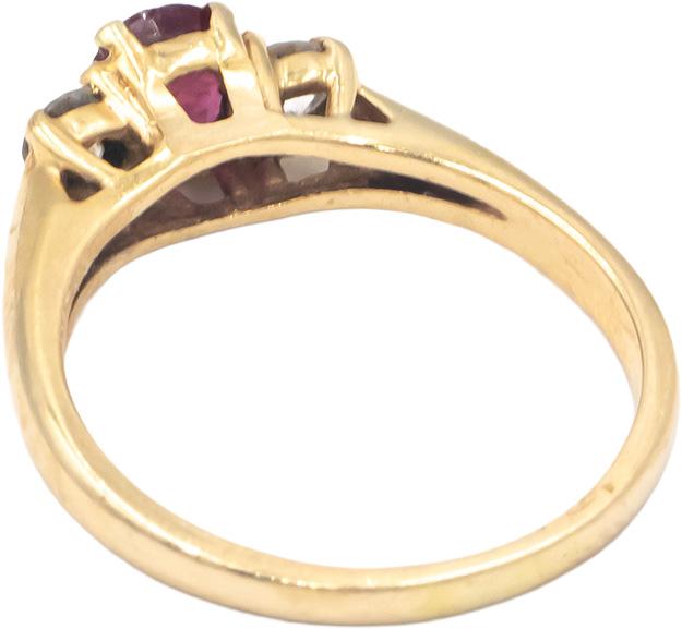 14k Yellow Gold 0.80CT Diamond and Ruby Three Stone Ring Size 7.5