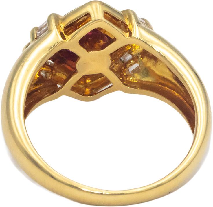 18k Yellow Gold 0.70CT Diamond and Ruby Cocktail Ring Size 6.25