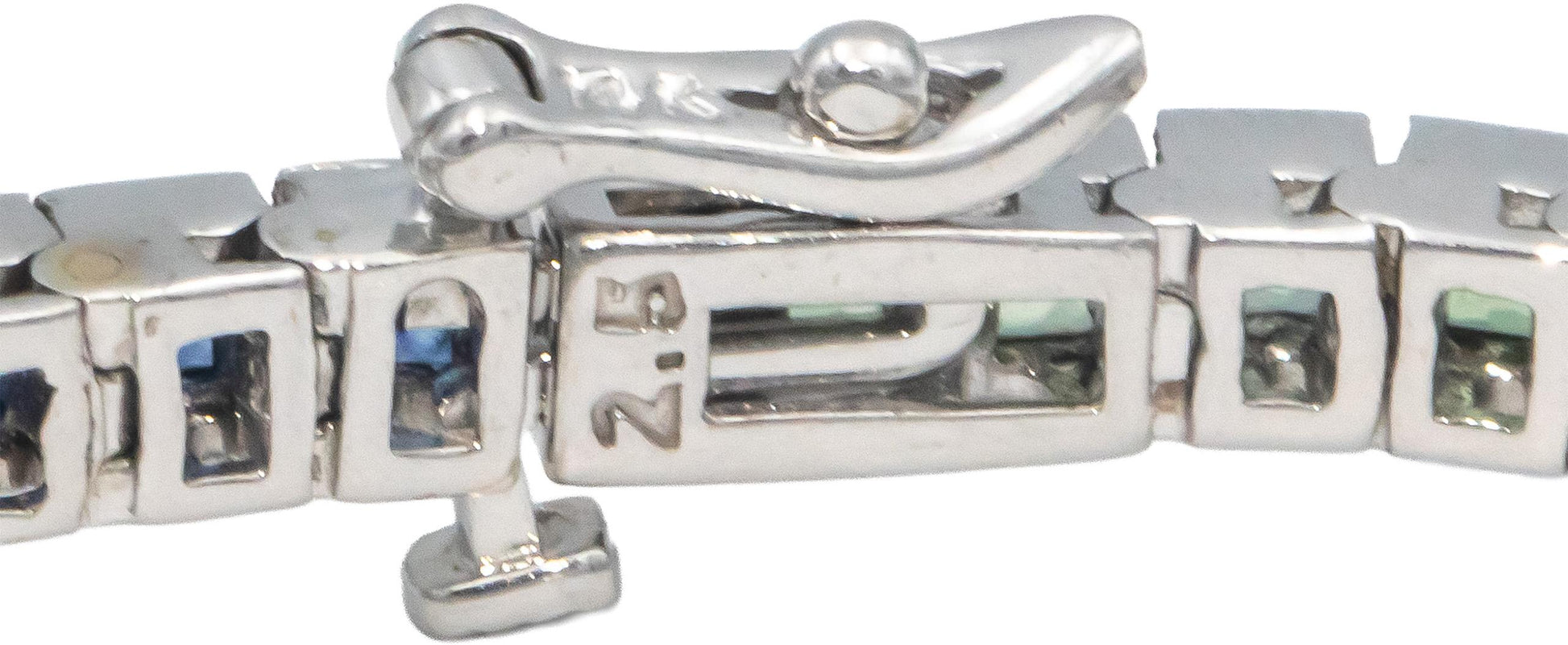 14k White Gold Rainbow Sapphire Fancy Tennis Bracelet 6.0CT
