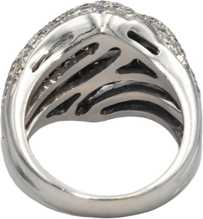 18K White Gold Diamond Dome Ribbon Band Cocktail Ring 1.0cts  Size 6.50