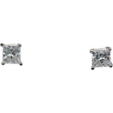 14k White Gold Princess Cut Diamond Stud Earrings 1.67CT