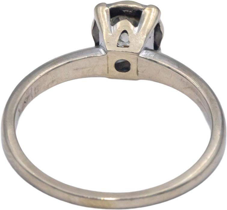 Vintage Antique 14k White Gold 0.48CT Round Cut Diamond Ring Size 7.5