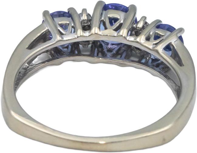 LE VIAN Designer 14k White Gold 0.85CT Diamond and Tanzanite Ring Size 6.75