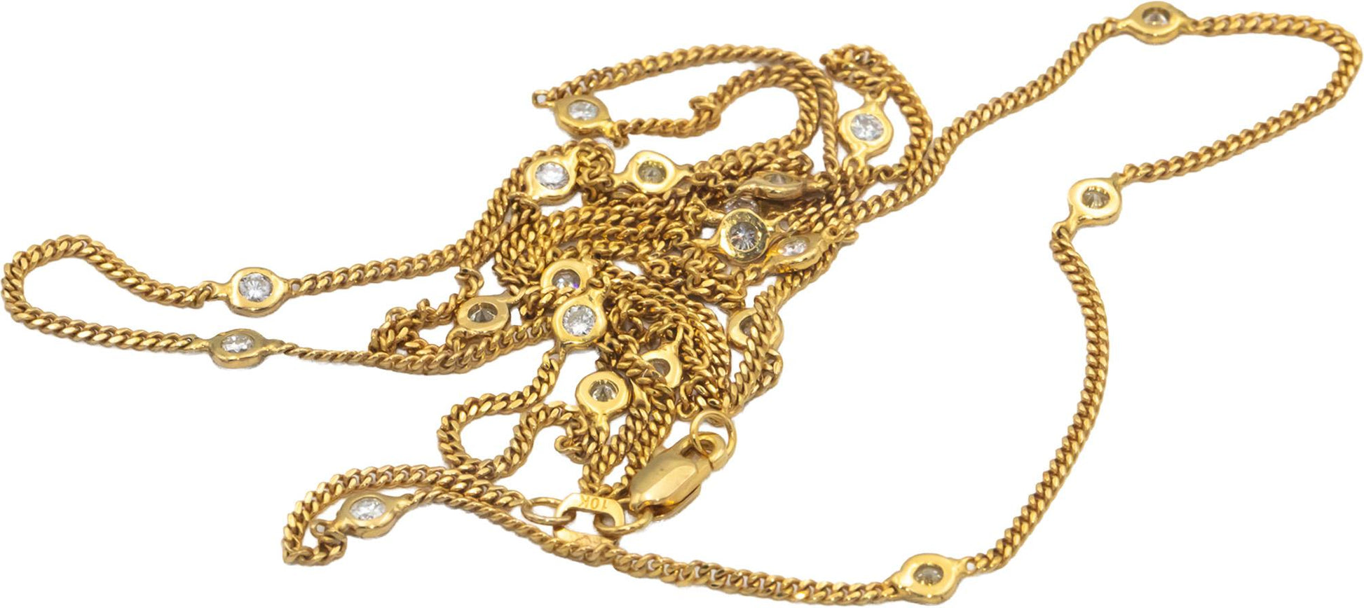 10k Yellow Gold 0.60CT VS Diamond By The Yard Thin Chain Necklace