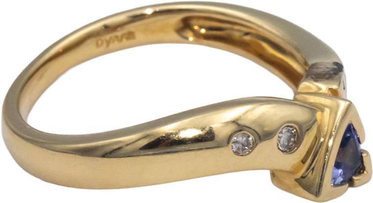 DYACH Designer 14k Yellow Gold 0.32CT Diamond and Tanzanite Ring Size 7