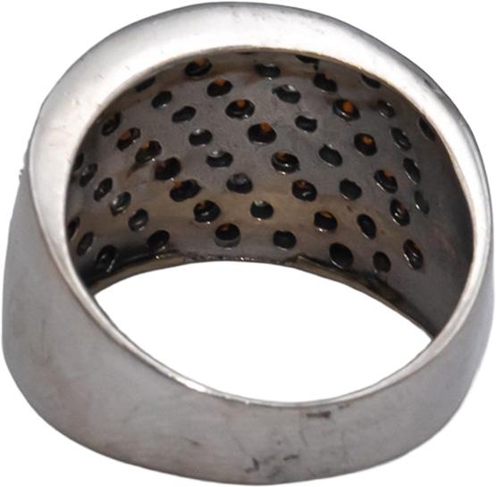 14k White Gold 0.75CT White and Orange Diamond Wide Band Ring Size 5.75