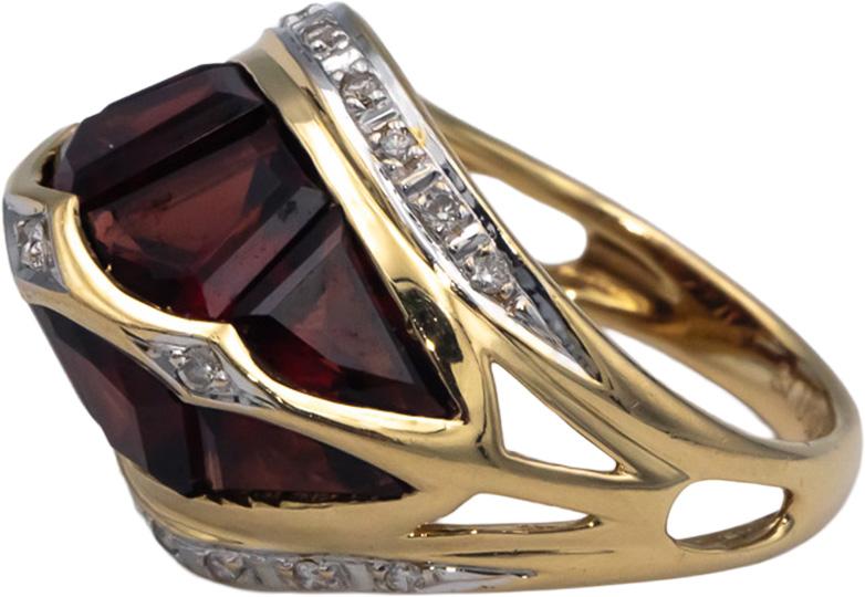 18k Yellow Gold 8.15CT Diamond and Garnet Dome Ring Size 7