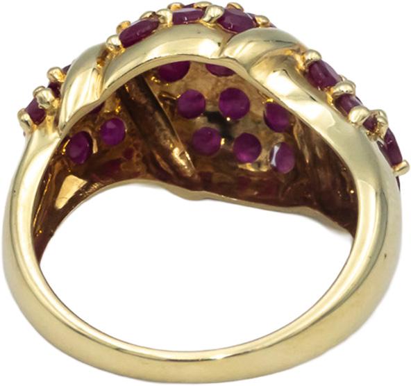14k Yellow Gold 2.0CT Ruby Cluster Cocktail Ring Size 7