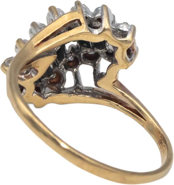 10k White and Yellow Gold 0.21CT Diamond Cluster Cocktail Ring Size 9.25