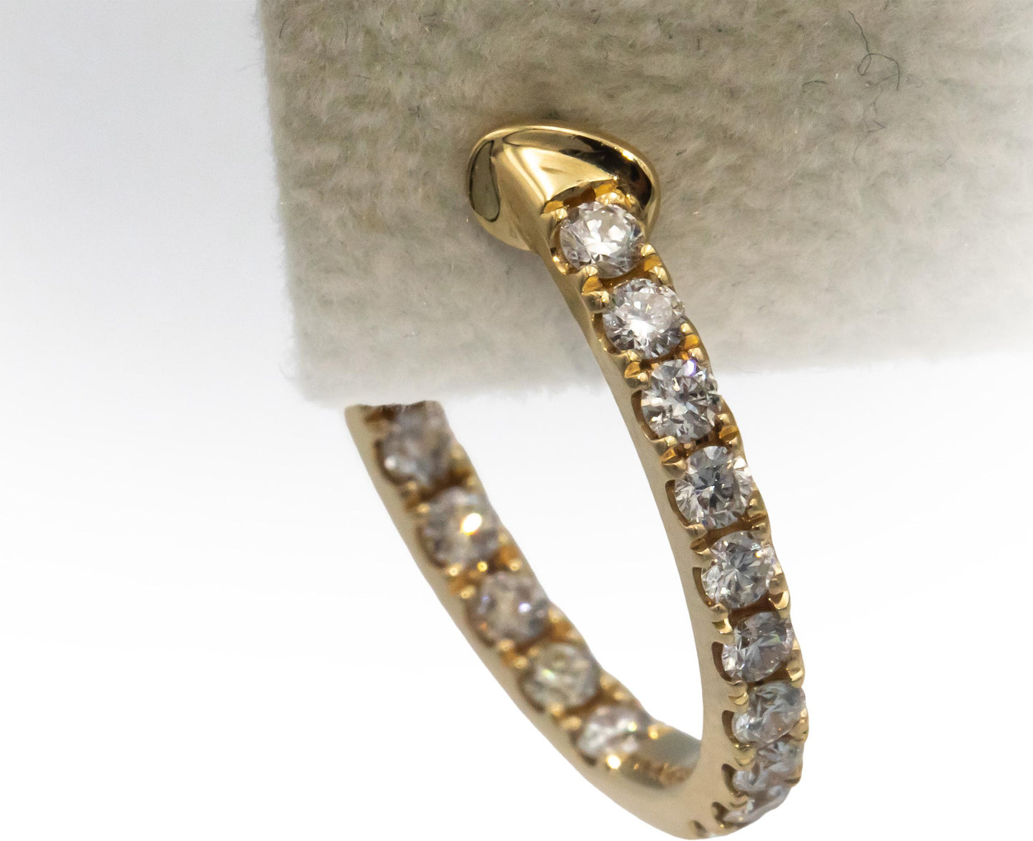 14k Yellow Gold 1.33CT Diamond Inside Out Hoop Earrings