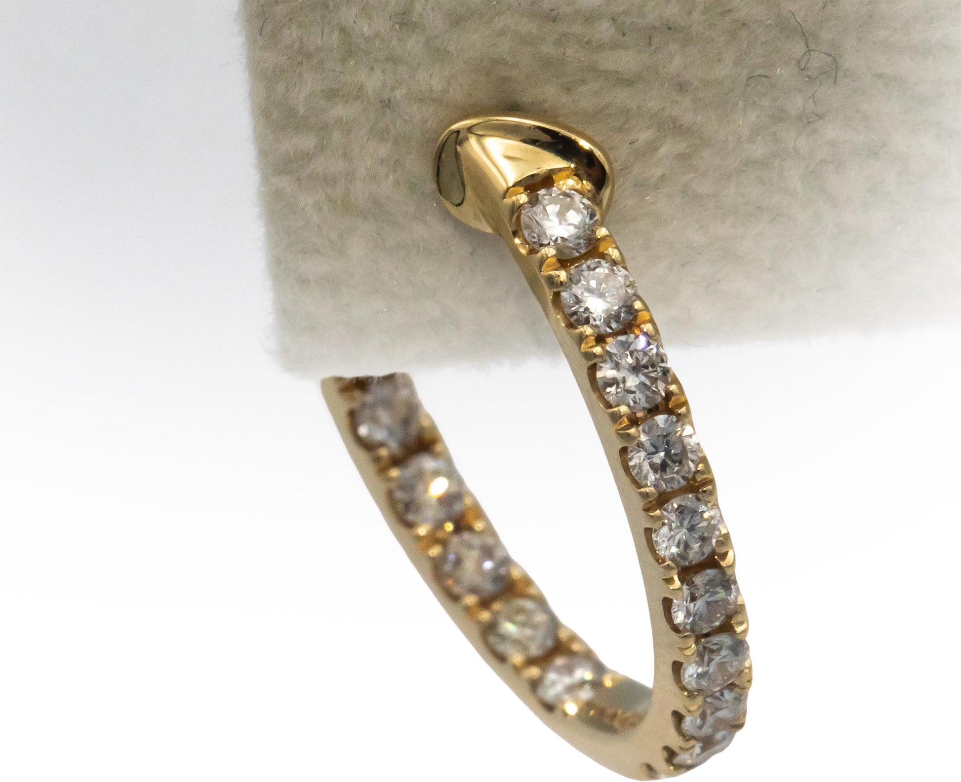 14k Yellow Gold 1.33CT Diamond Inside Out Hoop Earrings