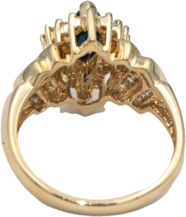 14k Yellow Gold 1.0CT Diamond and Sapphire Cocktail Ring Size 7