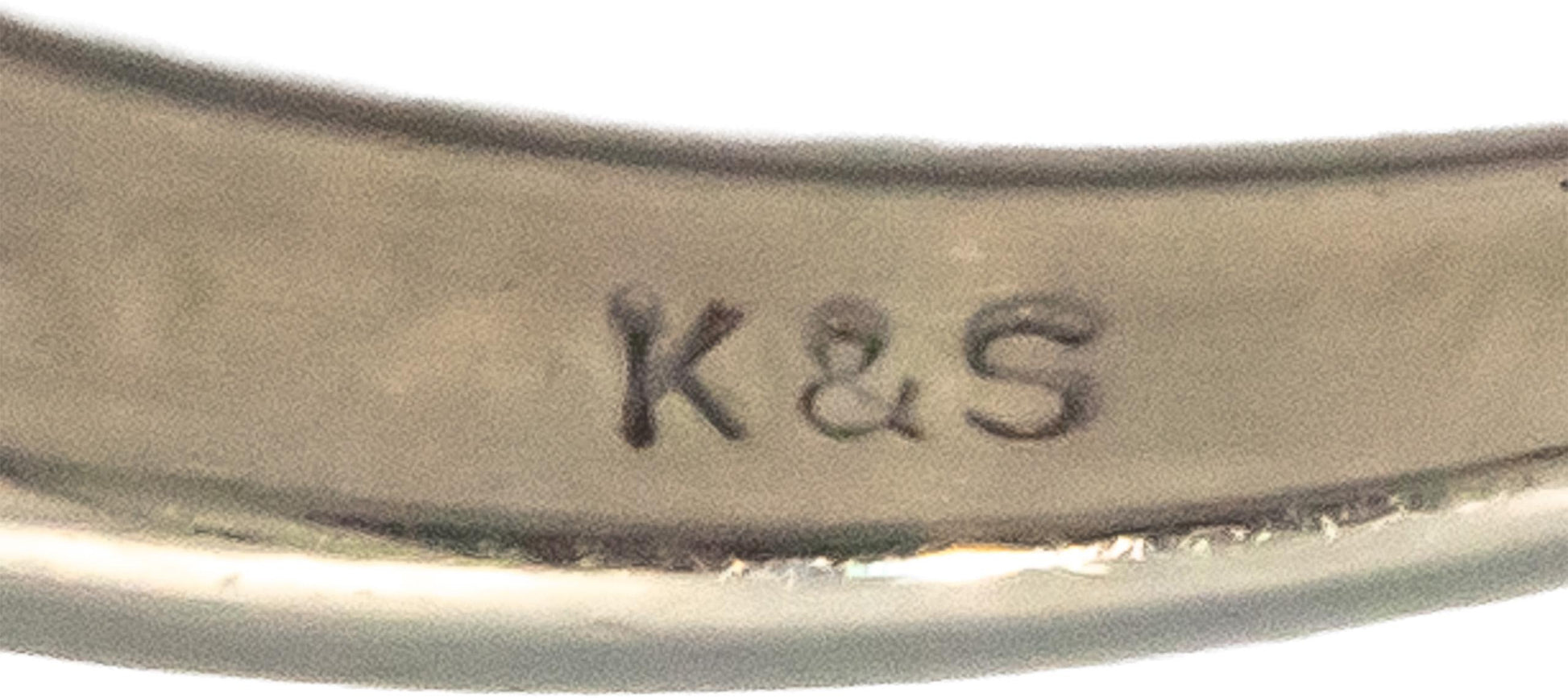 K & S 14k White Gold 0.55CT Marquise and Round Cut Diamond Band Ring Size 7