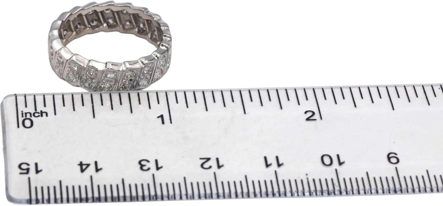 Vintage Antique 14k White Gold 1.0CT VS Diamond Eternity Band Ring Size 7.5