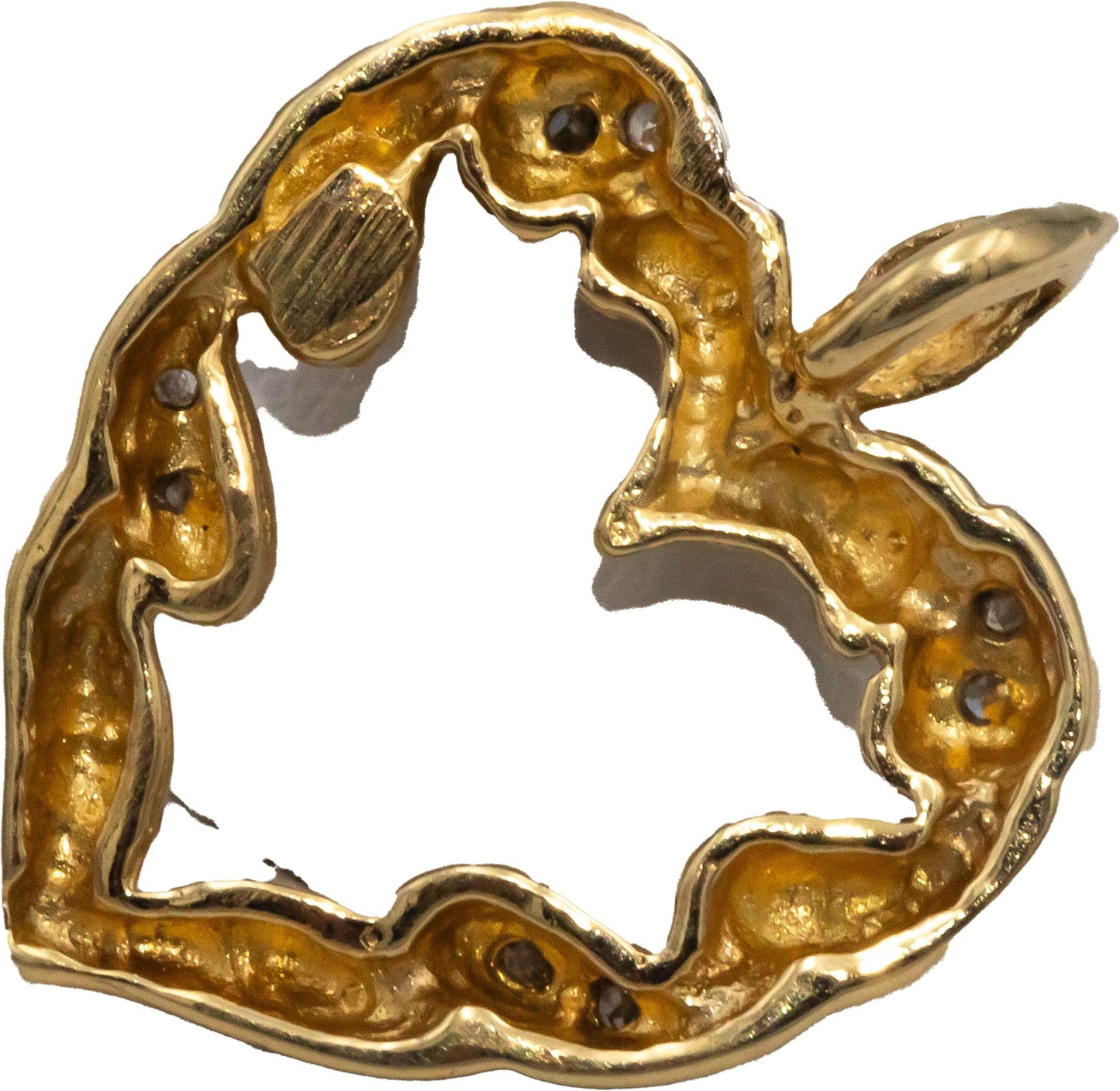 14k Yellow & White Gold Jewelry 0.05CT Round Cut Diamond Heart Pendant