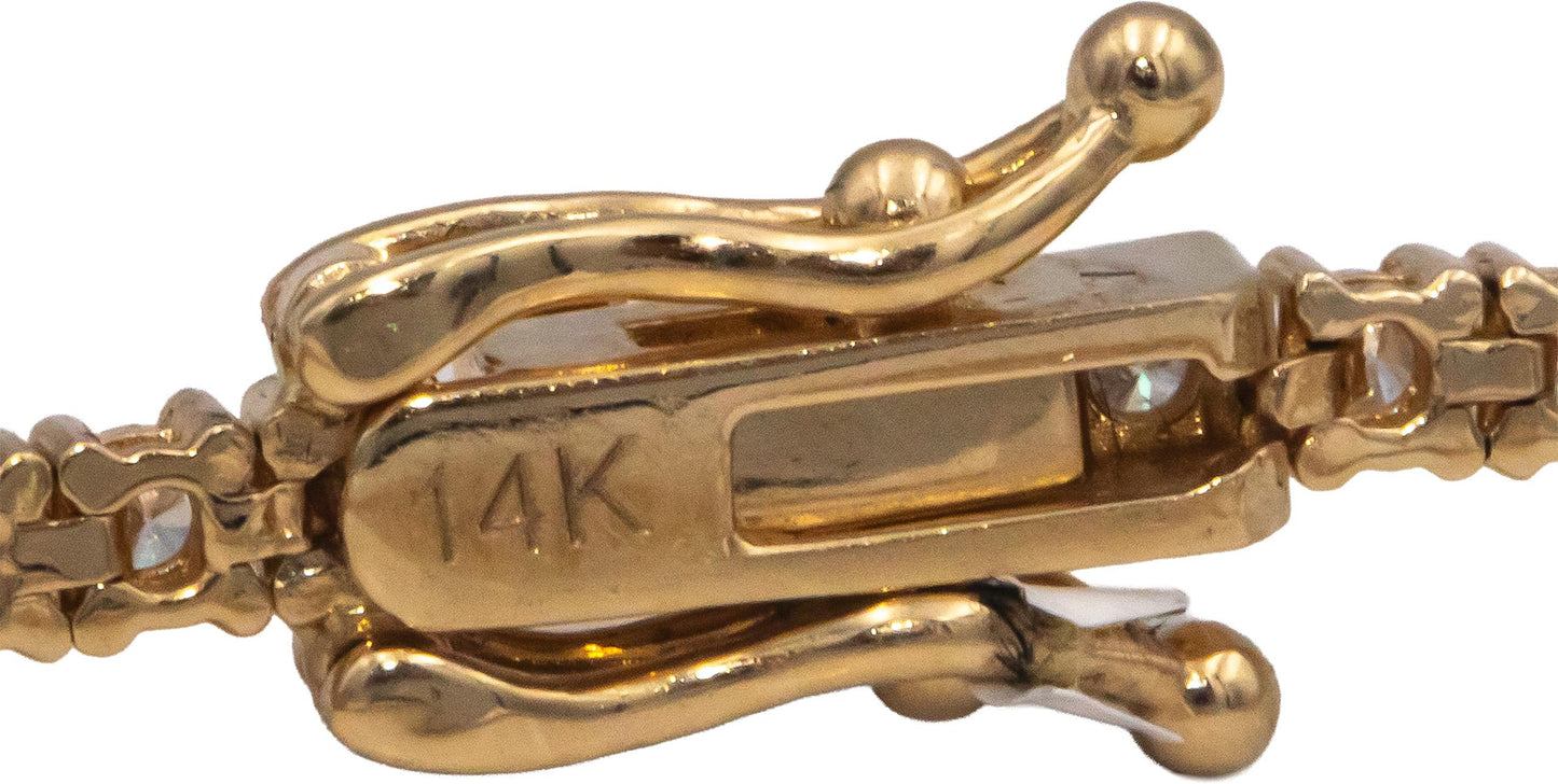 14k Yellow Gold 2.01CT Round Cut Diamond Tennis Bracelet