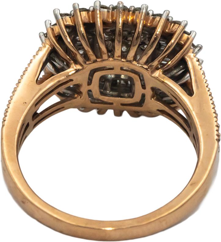 10k Rose Gold Round & Baguette Cut Diamond Cluster Ring 1.0CT Size 7