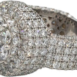 14k White Gold 8.0CT Round Lab Grown Diamond Pave Cluster Ring 8.0CT Size 8.5