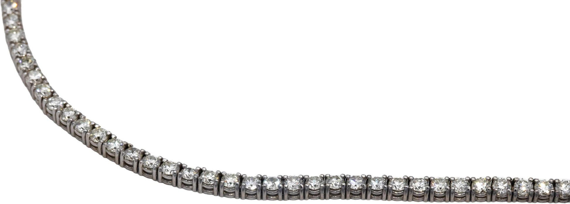 14k White & Yellow Gold Round Cut Diamond 16.5" Tennis Choker Necklace 6.54CT