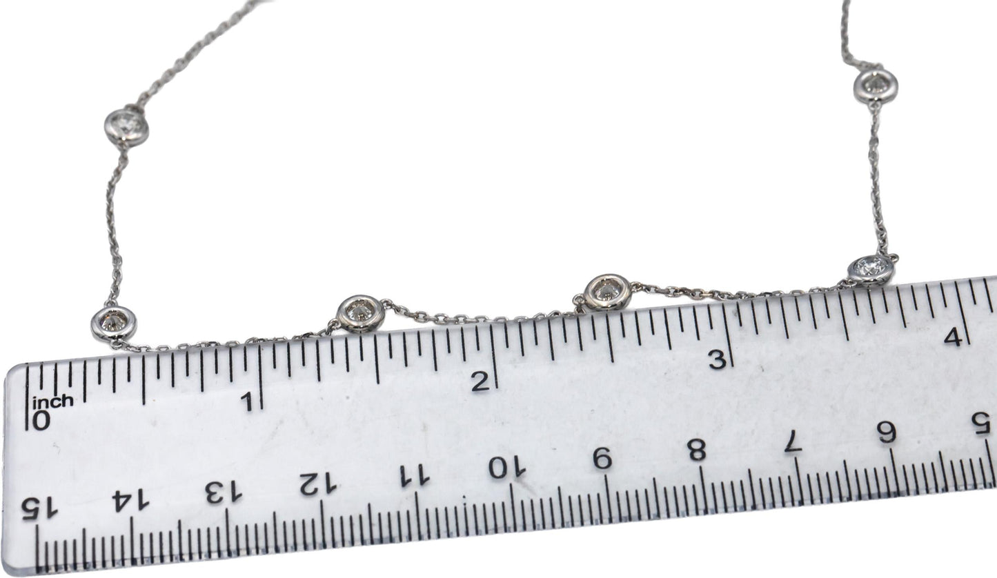 14k White Gold Round Diamond by the Yard Chain Necklace 2.36CT