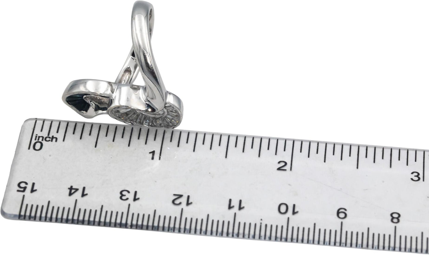 18k White Gold Diamond and Blue Sapphire Abstract Swirl Ring 1.50CT Size 7.25