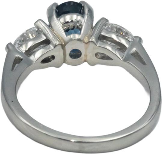 Platinum 0.90CT Pear Cut Diamond and Oval Cut Sapphire Ring Size 3.25