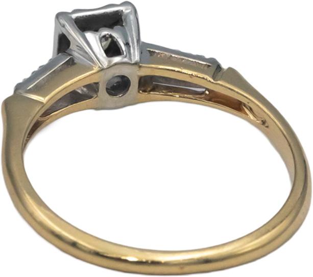 Antique Vintage 14k White & Yellow Gold 0.20CT Diamond Ring w/ .15CT Center