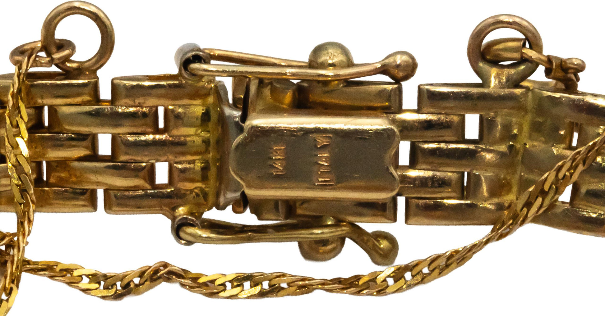 14k Yellow Gold Round Diamond and Oval Sapphire Fancy Link Bracelet 3.0CT