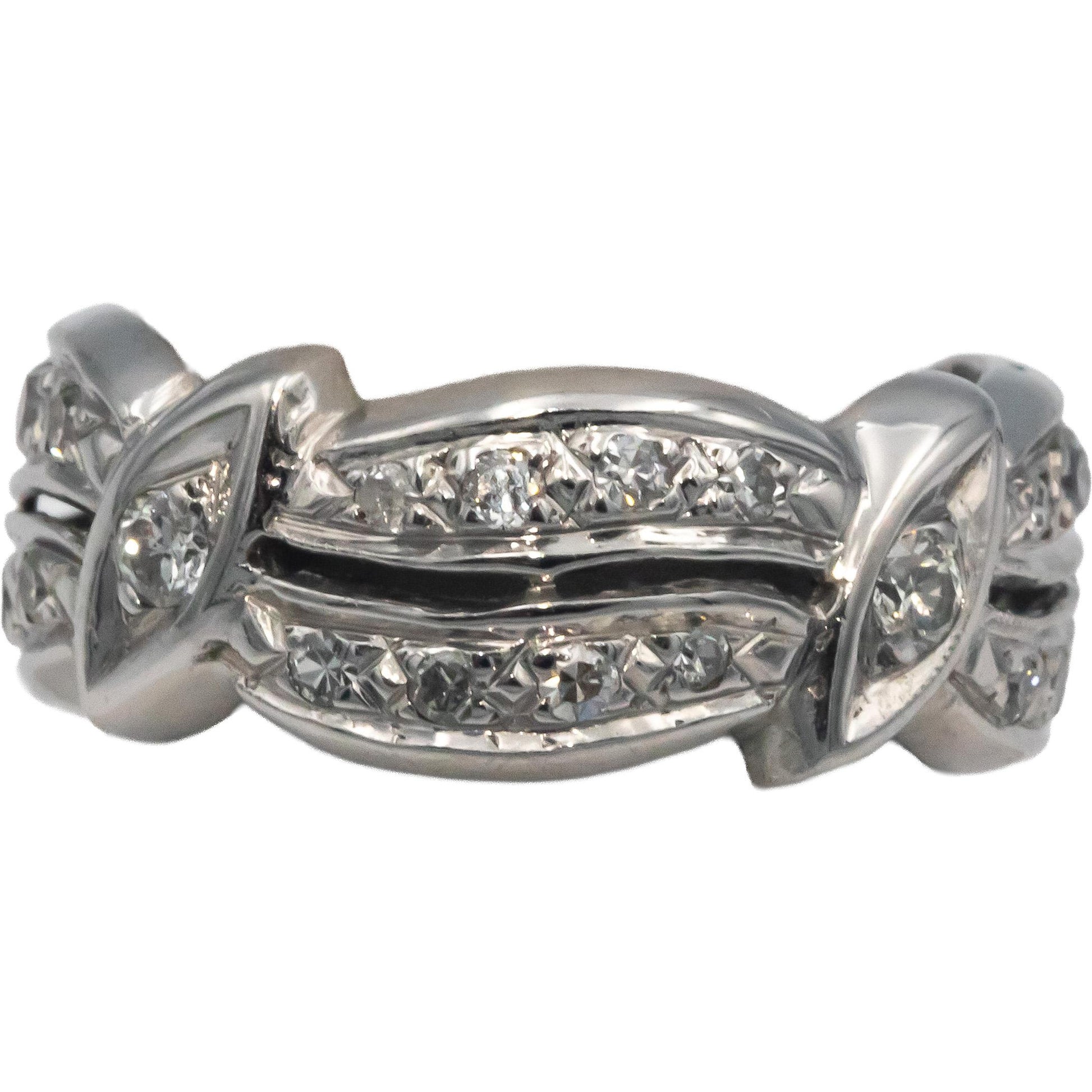 Vintage Antique 14k White Gold 0.75CT Round Cut Diamond Eternity Ring Size 6.5