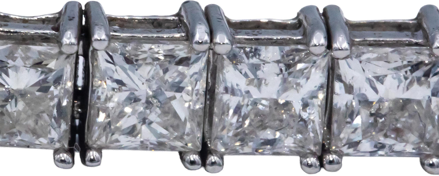 Diamond 18k White Gold Jewelry Princess Cut Tennis Bracelet 25.93CT