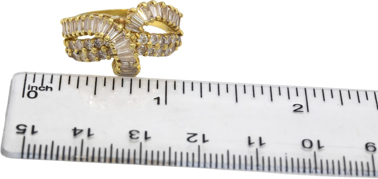 18k Yellow Gold Jewelry VS Baguette & Round Diamond Ring  2.0CT Size 6.5