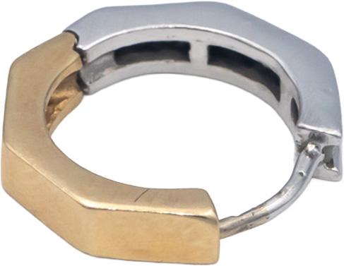 10k White & Yellow Gold 0.25CT Round Cut Diamond Hoop Huggie Earrings