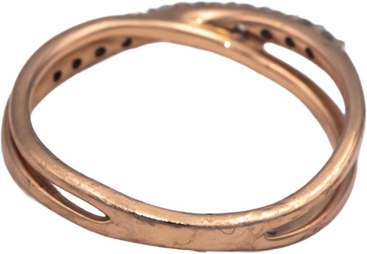 10k Rose Gold 0.20CT Round Cut Diamond Crossover Band Ring Size 5.5