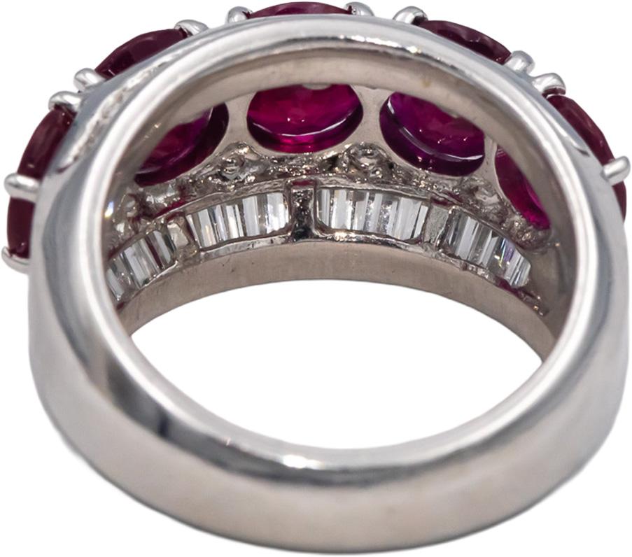 GIA Certified 18k White Gold Burma Heated Ruby and Diamond Ring 5.0CT Size 5.75