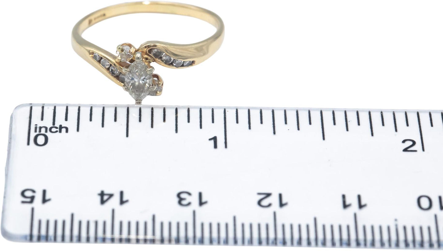 14k Yellow Gold 0.55CT VS Diamond Ring w/ 0.45CT Marquise Center Size 8.75