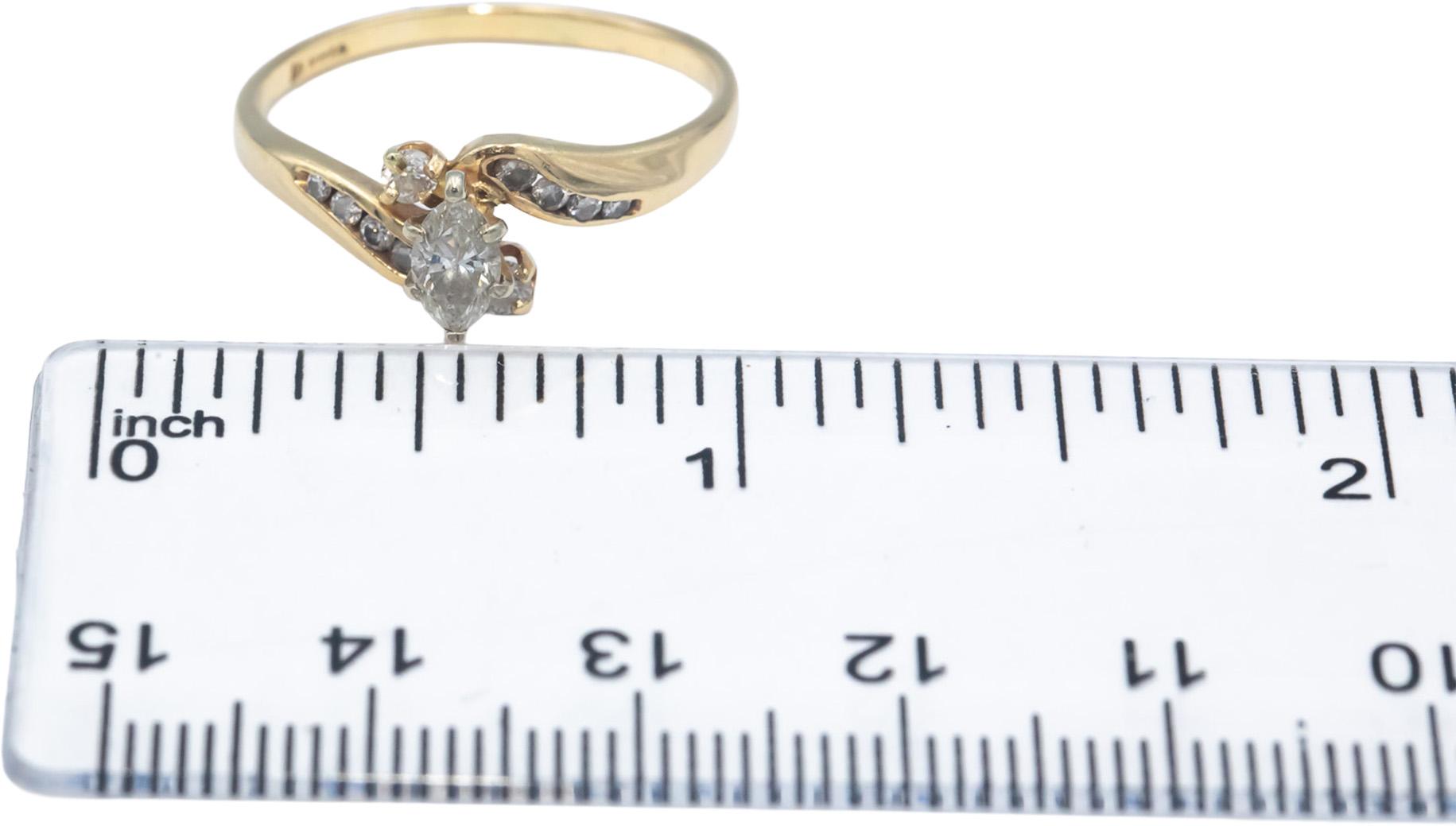 14k Yellow Gold 0.55CT VS Diamond Ring w/ 0.45CT Marquise Center Size 8.75