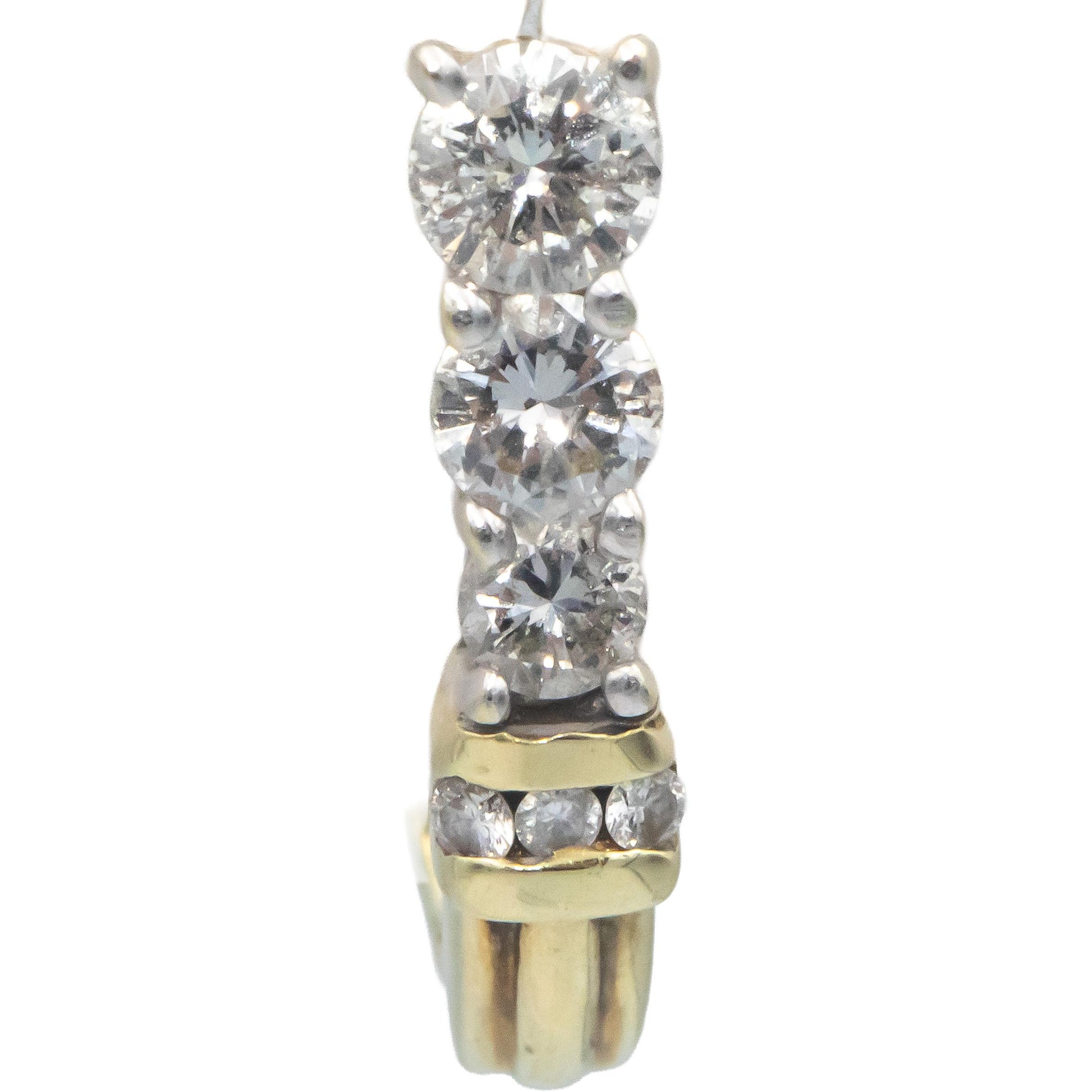 14k Yellow and White Gold 1.0CT Round Cut Diamond Earrings