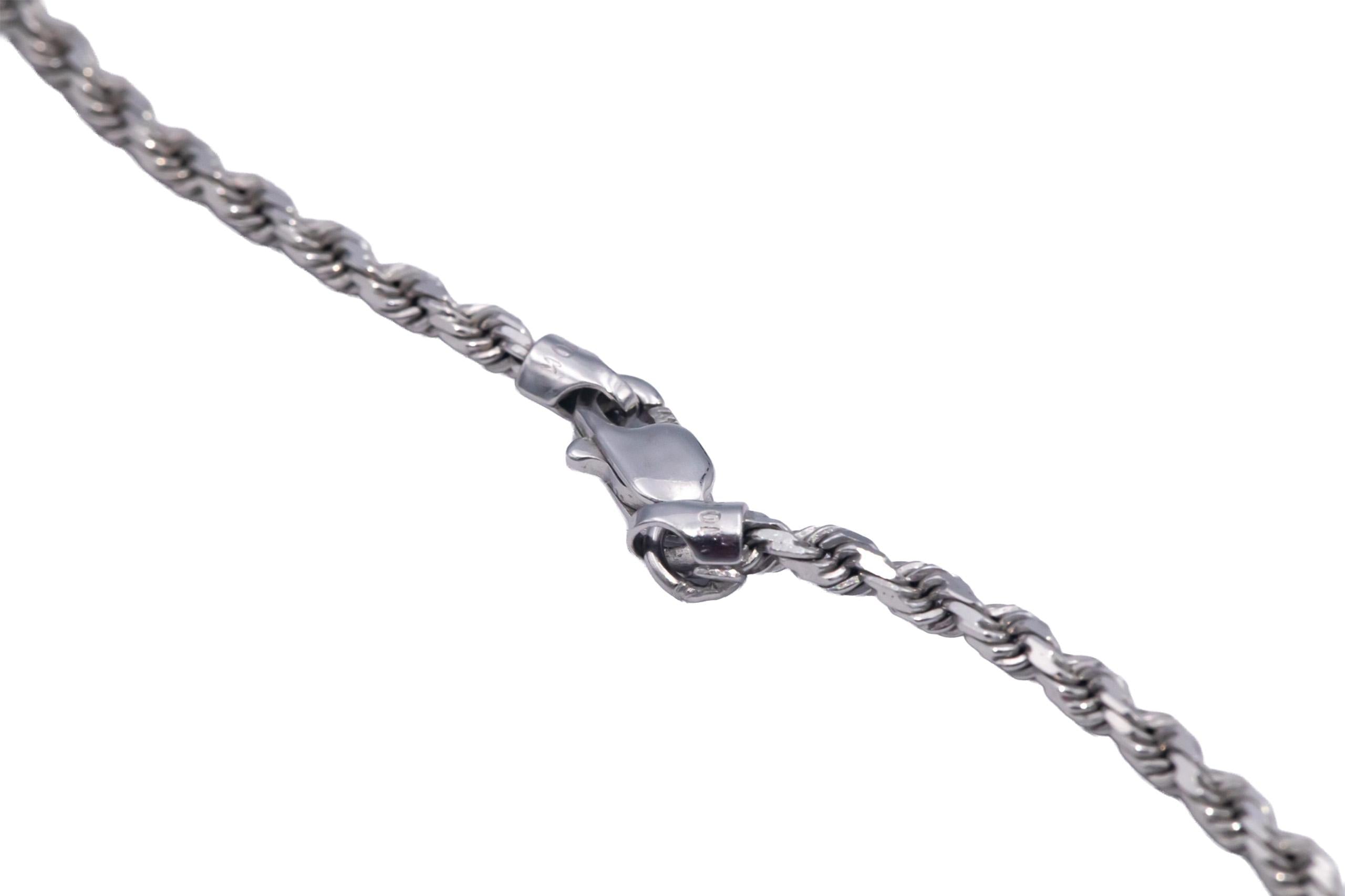 10k White Gold Jewelry 26" Long/2mm Wide Solid Diamond Cut Twisted Rope Necklace