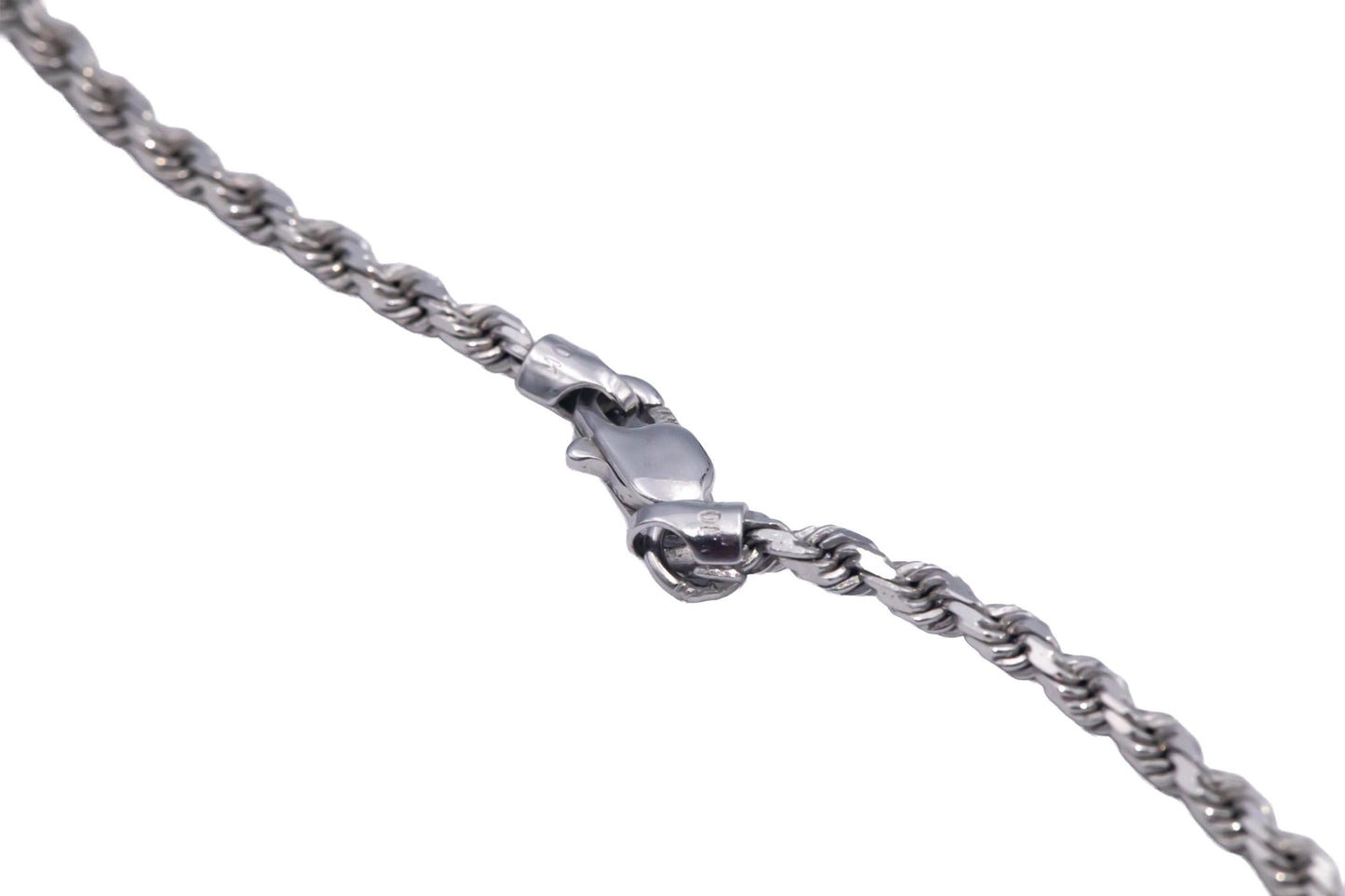 10k White Gold Jewelry 26" Long/2mm Wide Solid Diamond Cut Twisted Rope Necklace