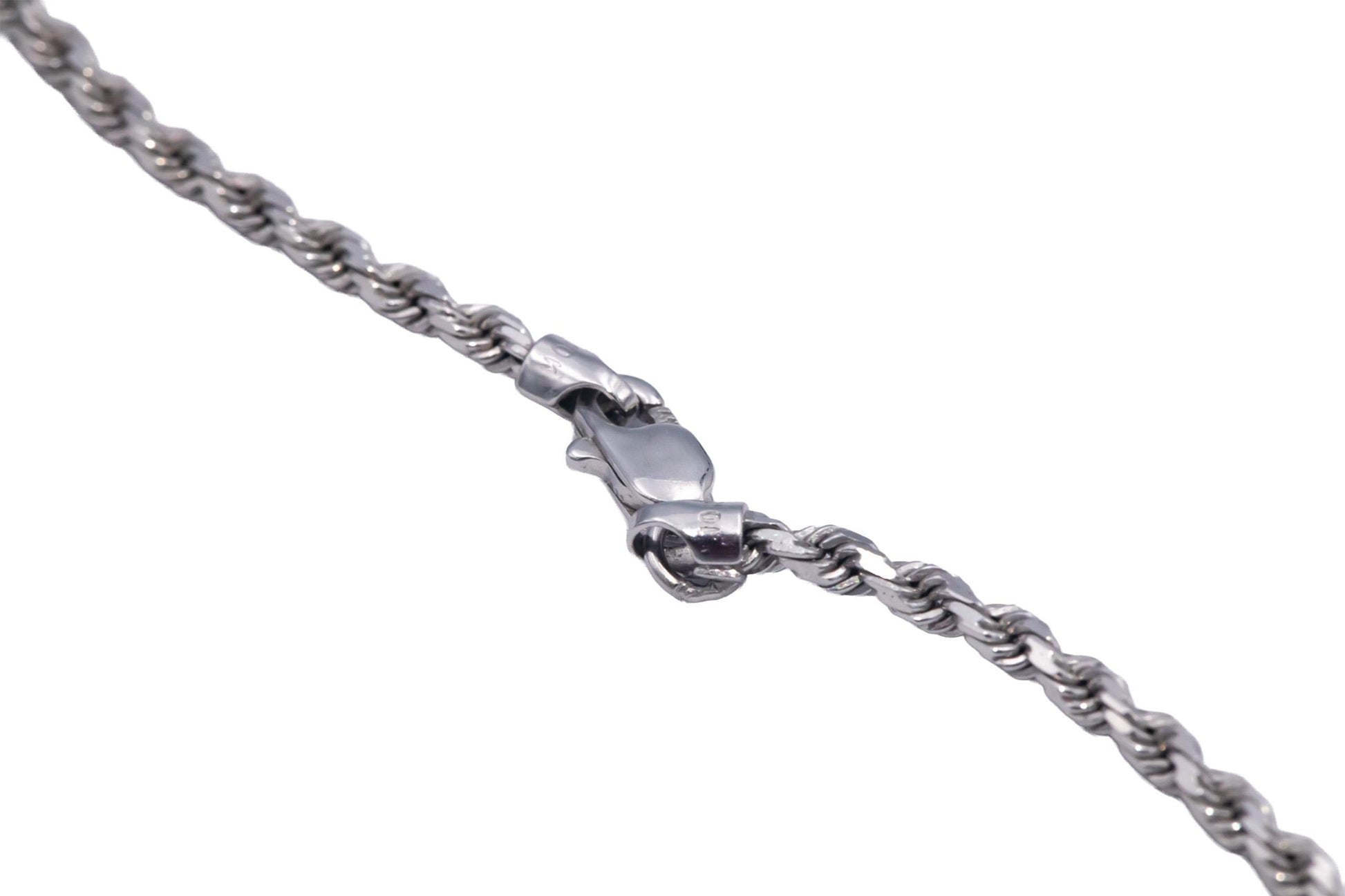 10k White Gold Jewelry 26" Long/2mm Wide Solid Diamond Cut Twisted Rope Necklace
