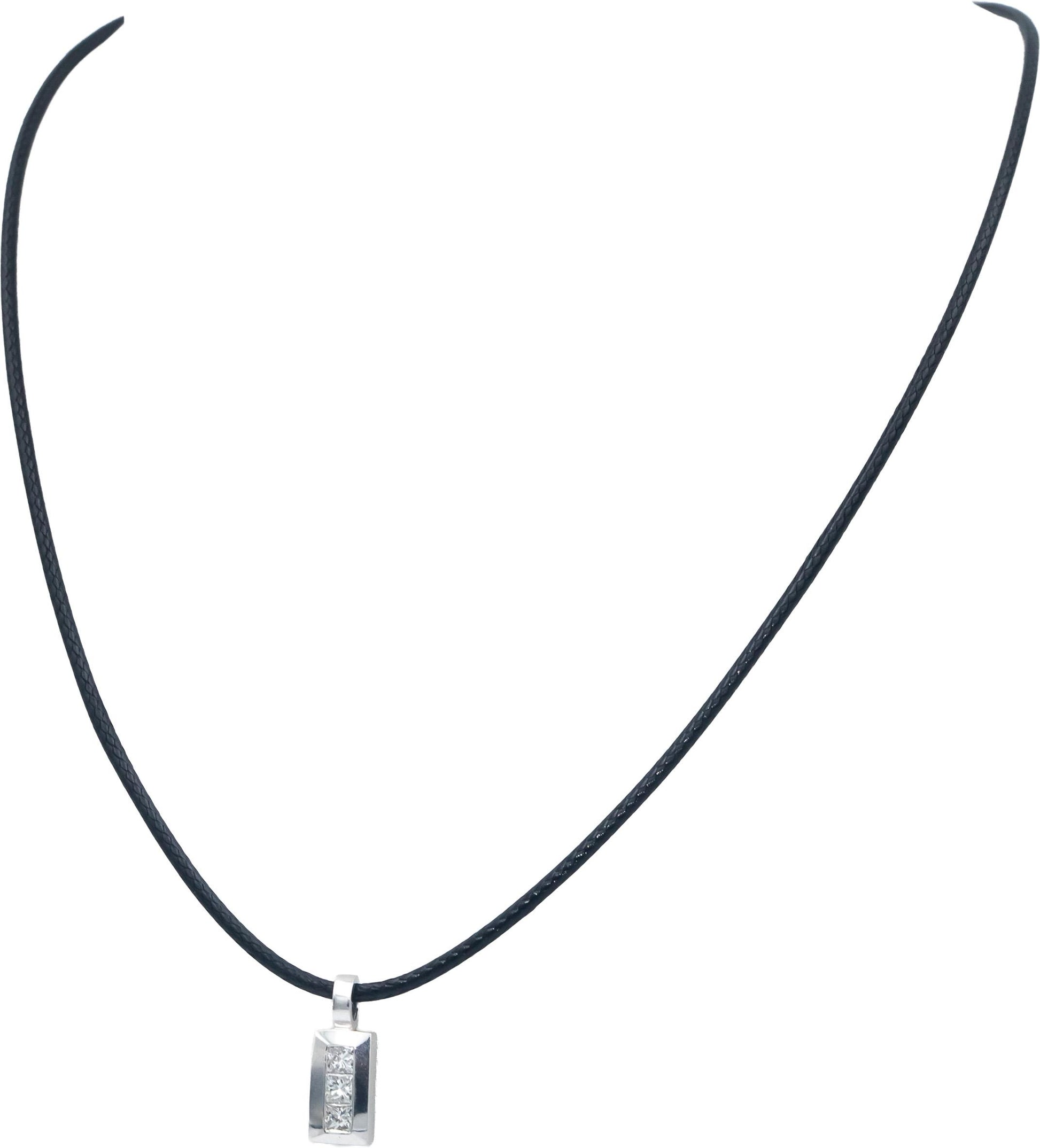 14k White Gold 0.33CT Princess Cut Diamond Pendant Necklace
