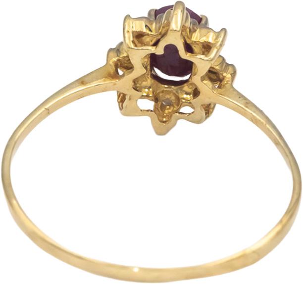 10k Yellow Gold Jewelry 0.53CT Diamond and Ruby Halo Ring Size 7.75