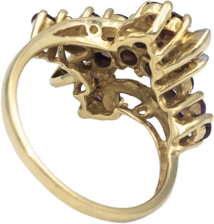 14k Yellow Gold 1.28CT Diamond and Ruby Floral Cluster Ring Size 8